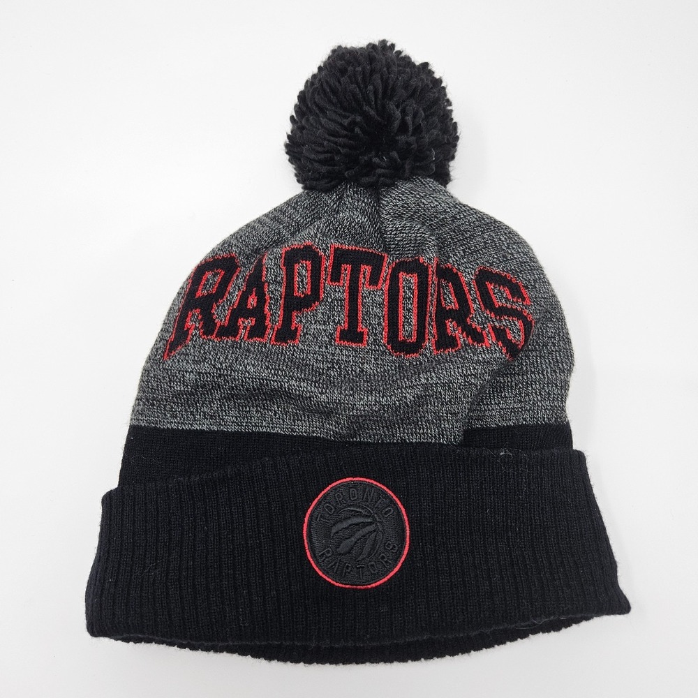 Mitchell & Ness Toronto Raptors Beanie Hat Black Gray Unisex Logo Spell Out